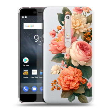 Пластиковый чехол на Nokia 6 (2018) с принтом цветы Пластиковый чехол на Nokia 6 (2018) с принтом цветы
