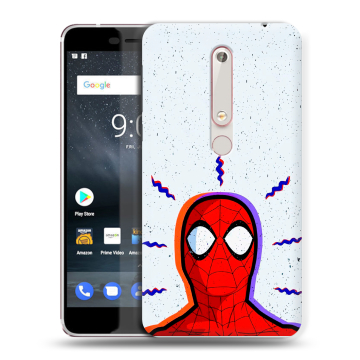 Пластиковый чехол на Nokia 6 (2018) с принтом Spiderman Человек паук Пластиковый чехол на Nokia 6 (2018) с принтом Spiderman Человек паук