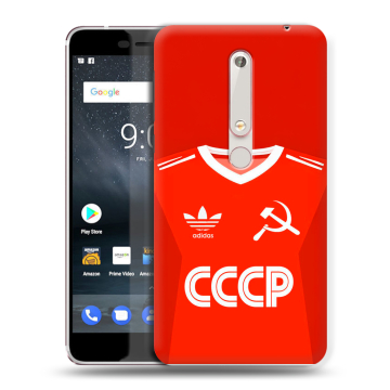 Пластиковый чехол на Nokia 6 (2018) с принтом Флаг Герб СССР Пластиковый чехол на Nokia 6 (2018) с принтом Флаг Герб СССР