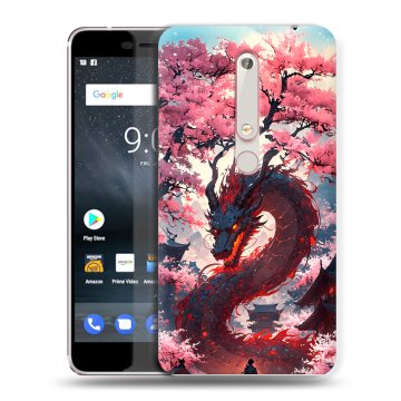 Пластиковый чехол на Nokia 6 (2018) с принтом Дракон Японский