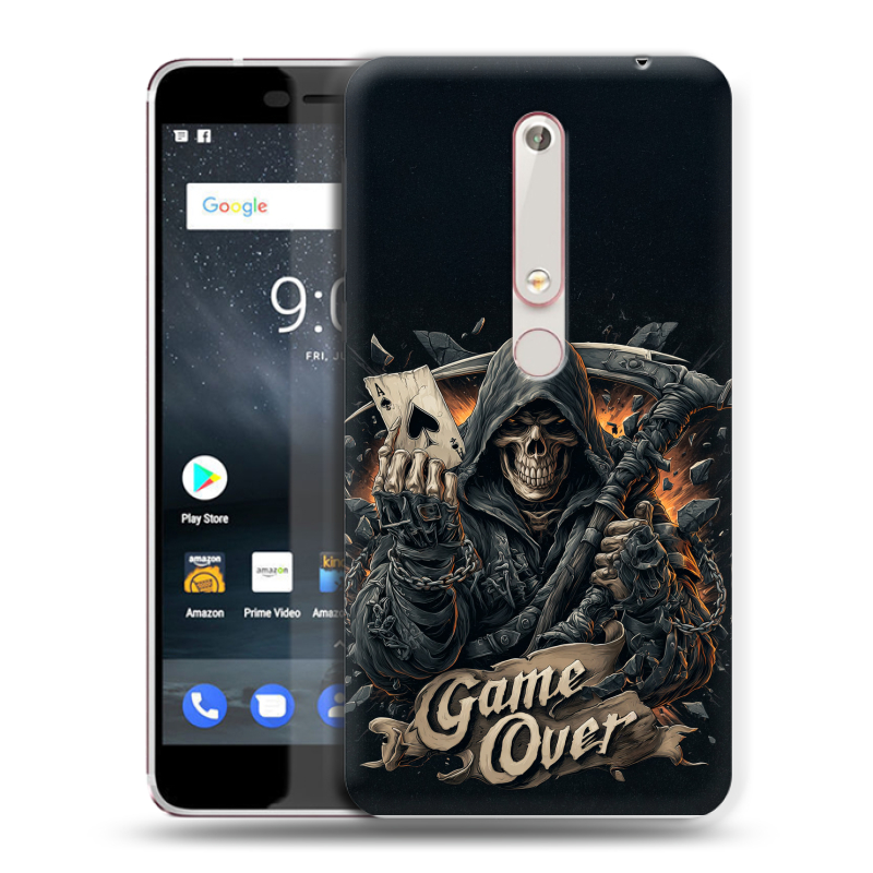 Пластиковый чехол на Nokia 6 (2018) с принтом Скелет карты Пластиковый чехол на Nokia 6 (2018) с принтом Скелет карты