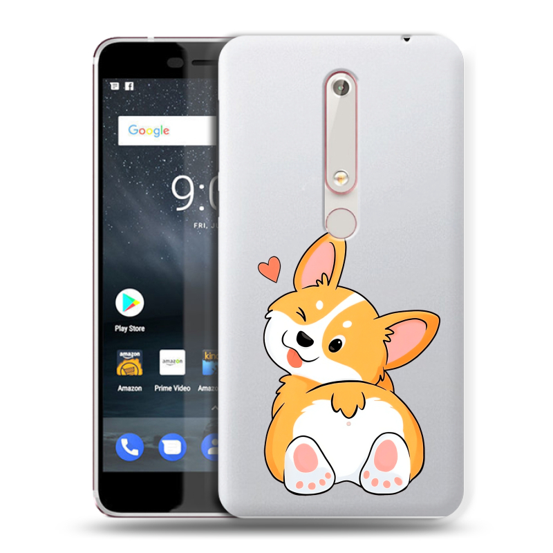 Пластиковый чехол на Nokia 6 (2018) с принтом Корги Пластиковый чехол на Nokia 6 (2018) с принтом Корги