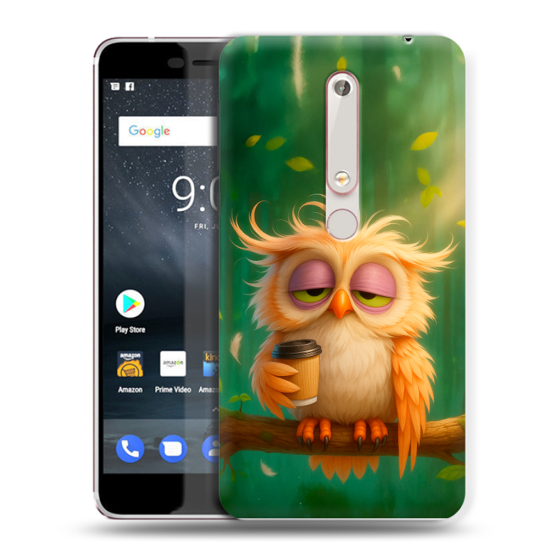 Пластиковый чехол на Nokia 6 (2018) с принтом сова Пластиковый чехол на Nokia 6 (2018) с принтом сова