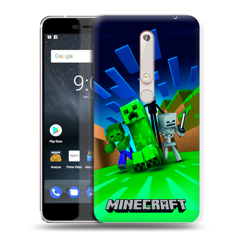 Пластиковый чехол на Nokia 6 (2018) с принтом Майнкрафт Пластиковый чехол на Nokia 6 (2018) с принтом Майнкрафт