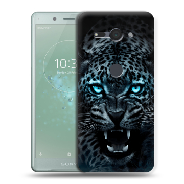 Силиконовый чехол на Sony Xperia XZ2 Compact с принтом Темный леопард Силиконовый чехол на Sony Xperia XZ2 Compact с принтом Темный леопард