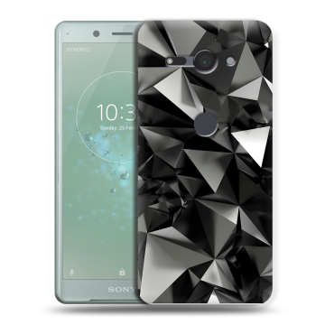 Силиконовый чехол на Sony Xperia XZ2 Compact с принтом Черные кристаллы Силиконовый чехол на Sony Xperia XZ2 Compact с принтом Черные кристаллы