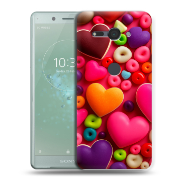 Силиконовый чехол на Sony Xperia XZ2 Compact с принтом Сердечки Силиконовый чехол на Sony Xperia XZ2 Compact с принтом Сердечки