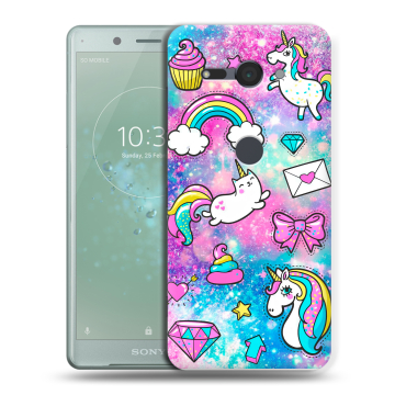 Силиконовый чехол на Sony Xperia XZ2 Compact с принтом Единороги Силиконовый чехол на Sony Xperia XZ2 Compact с принтом Единороги
