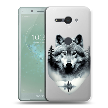 Силиконовый чехол на Sony Xperia XZ2 Compact с принтом Волк в лесу Силиконовый чехол на Sony Xperia XZ2 Compact с принтом Волк в лесу