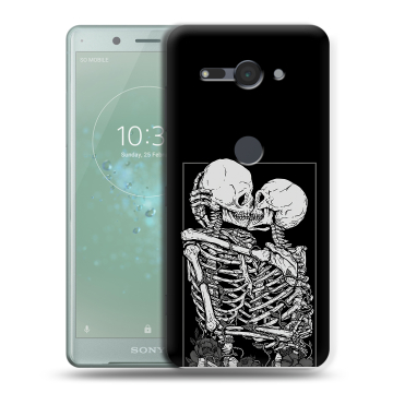 Силиконовый чехол на Sony Xperia XZ2 Compact с принтом Поцелуй скелетов Силиконовый чехол на Sony Xperia XZ2 Compact с принтом Поцелуй скелетов