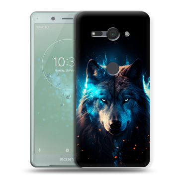 Силиконовый чехол на Sony Xperia XZ2 Compact с принтом Волк ночной Силиконовый чехол на Sony Xperia XZ2 Compact с принтом Волк ночной