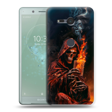 Силиконовый чехол на Sony Xperia XZ2 Compact с принтом Скелет и карты Силиконовый чехол на Sony Xperia XZ2 Compact с принтом Скелет и карты