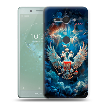 Силиконовый чехол на Sony Xperia XZ2 Compact с принтом Герб флаг России Силиконовый чехол на Sony Xperia XZ2 Compact с принтом Герб флаг России