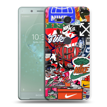 Силиконовый чехол на Sony Xperia XZ2 Compact с принтом Найк Nike яркий Силиконовый чехол на Sony Xperia XZ2 Compact с принтом Найк Nike яркий