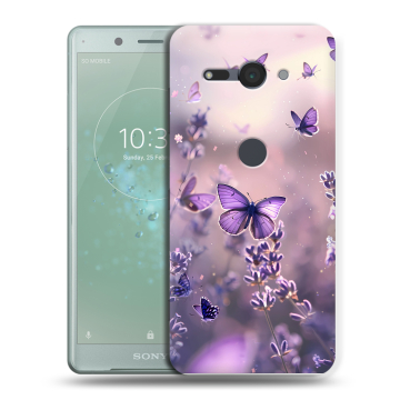 Силиконовый чехол на Sony Xperia XZ2 Compact с принтом бабочки и лаванда