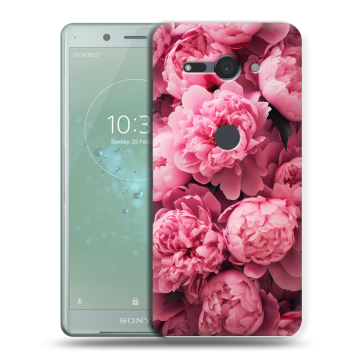 Силиконовый чехол на Sony Xperia XZ2 Compact с принтом цветы пионы Силиконовый чехол на Sony Xperia XZ2 Compact с принтом цветы пионы