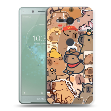Силиконовый чехол на Sony Xperia XZ2 Compact с принтом капибара