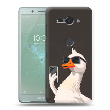 Силиконовый чехол на Sony Xperia XZ2 Compact с принтом утка в очках Силиконовый чехол на Sony Xperia XZ2 Compact с принтом утка в очках