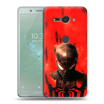 Силиконовый чехол на Sony Xperia XZ2 Compact с принтом человек паук spiderman