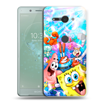 Силиконовый чехол на Sony Xperia XZ2 Compact с принтом спанчбоб спанч боб