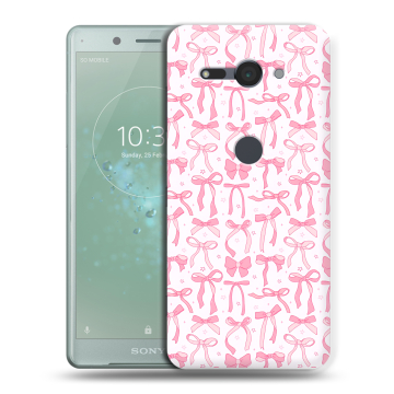 Силиконовый чехол на Sony Xperia XZ2 Compact с принтом Розовые бантики