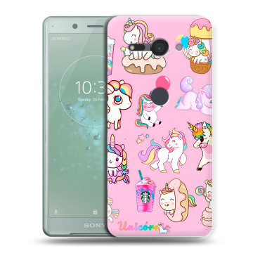 Силиконовый чехол на Sony Xperia XZ2 Compact с принтом розовые единороги Силиконовый чехол на Sony Xperia XZ2 Compact с принтом розовые единороги