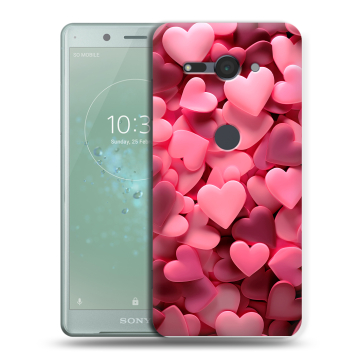 Силиконовый чехол на Sony Xperia XZ2 Compact с принтом розовые сердечки Силиконовый чехол на Sony Xperia XZ2 Compact с принтом розовые сердечки