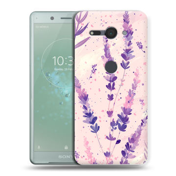 Силиконовый чехол на Sony Xperia XZ2 Compact с принтом цветы лаванда Силиконовый чехол на Sony Xperia XZ2 Compact с принтом цветы лаванда