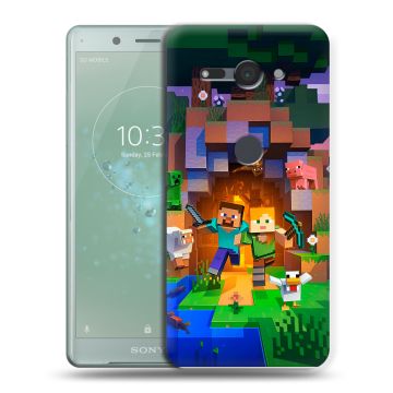 Силиконовый чехол на Sony Xperia XZ2 Compact с принтом Майнкрафт Minecraft Силиконовый чехол на Sony Xperia XZ2 Compact с принтом Майнкрафт Minecraft
