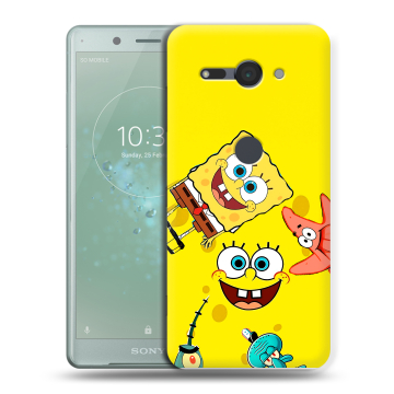 Силиконовый чехол на Sony Xperia XZ2 Compact с принтом Спанч боб Спанчбоб