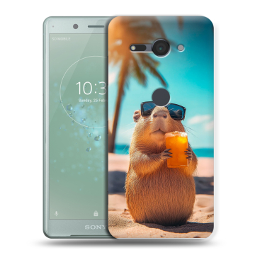 Силиконовый чехол на Sony Xperia XZ2 Compact с принтом Капибара Силиконовый чехол на Sony Xperia XZ2 Compact с принтом Капибара