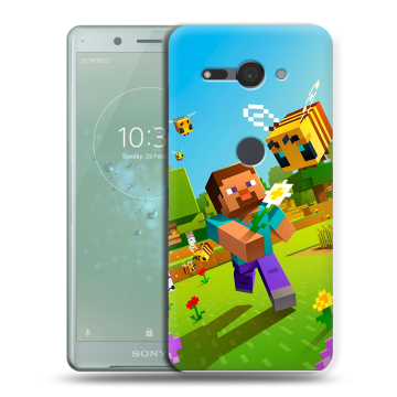Силиконовый чехол на Sony Xperia XZ2 Compact с принтом Майнкрафт Minecraft Силиконовый чехол на Sony Xperia XZ2 Compact с принтом Майнкрафт Minecraft