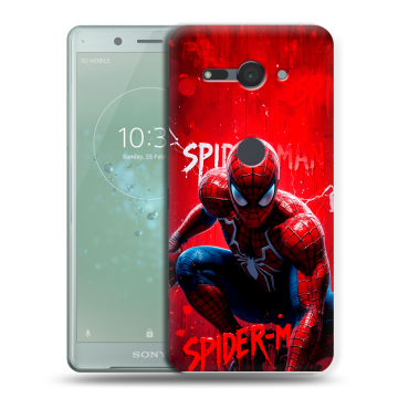 Силиконовый чехол на Sony Xperia XZ2 Compact с принтом Spiderman Человек паук Силиконовый чехол на Sony Xperia XZ2 Compact с принтом Spiderman Человек паук