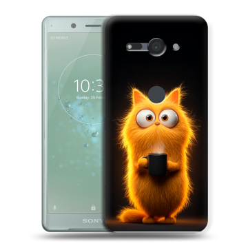 Силиконовый чехол на Sony Xperia XZ2 Compact с принтом Смешной кот Силиконовый чехол на Sony Xperia XZ2 Compact с принтом Смешной кот