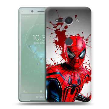 Силиконовый чехол на Sony Xperia XZ2 Compact с принтом Spiderman Человек паук Силиконовый чехол на Sony Xperia XZ2 Compact с принтом Spiderman Человек паук