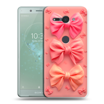 Силиконовый чехол на Sony Xperia XZ2 Compact с принтом Розовые бантики Силиконовый чехол на Sony Xperia XZ2 Compact с принтом Розовые бантики