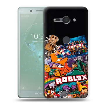 Силиконовый чехол на Sony Xperia XZ2 Compact с принтом Roblox Роблокс