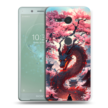 Силиконовый чехол на Sony Xperia XZ2 Compact с принтом Дракон Японский Силиконовый чехол на Sony Xperia XZ2 Compact с принтом Дракон Японский