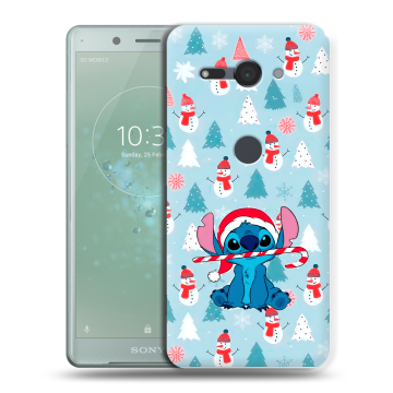 Силиконовый чехол на Sony Xperia XZ2 Compact с принтом Стич Новый год Силиконовый чехол на Sony Xperia XZ2 Compact с принтом Стич Новый год