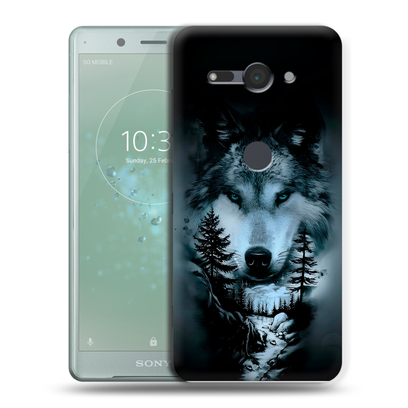 Пластиковый чехол на Sony Xperia XZ2 Compact с принтом Лесной волк Пластиковый чехол на Sony Xperia XZ2 Compact с принтом Лесной волк