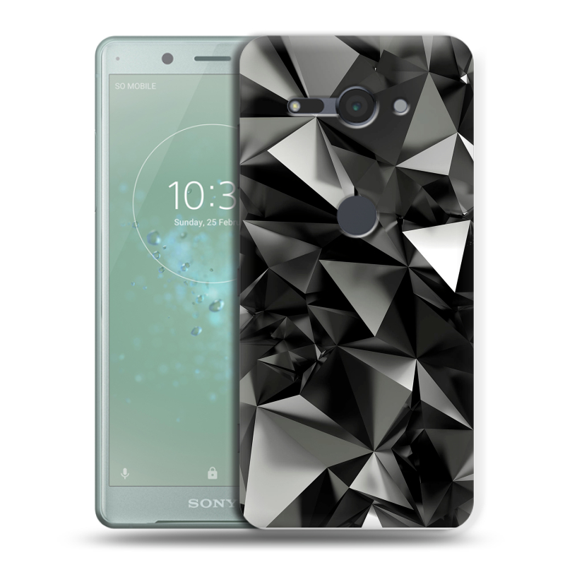 Силиконовый чехол на Sony Xperia XZ2 Compact с принтом Черные кристаллы Силиконовый чехол на Sony Xperia XZ2 Compact с принтом Черные кристаллы