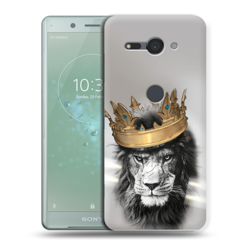 Пластиковый чехол на Sony Xperia XZ2 Compact с принтом Лев с короной Пластиковый чехол на Sony Xperia XZ2 Compact с принтом Лев с короной