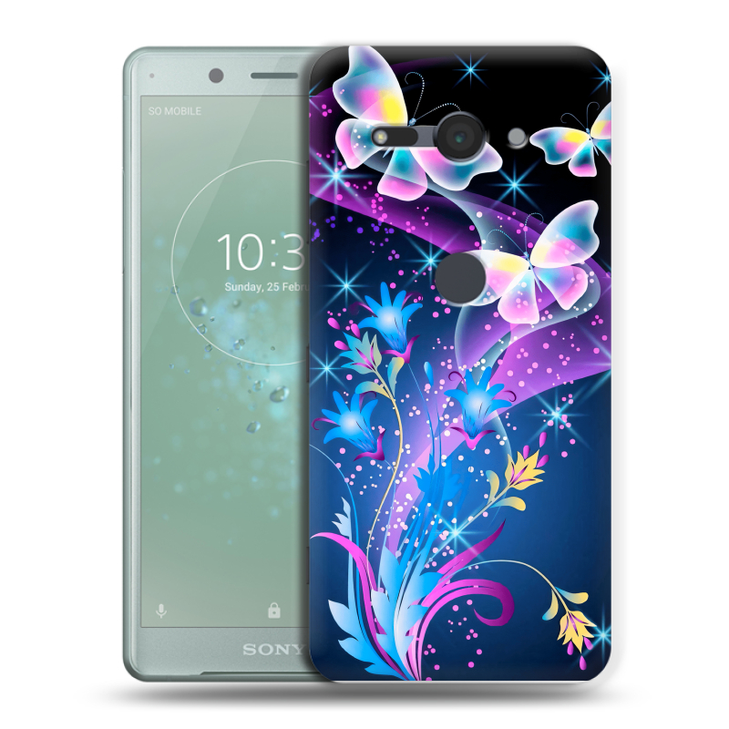 Силиконовый чехол на Sony Xperia XZ2 Compact с принтом Бабочки Силиконовый чехол на Sony Xperia XZ2 Compact с принтом Бабочки