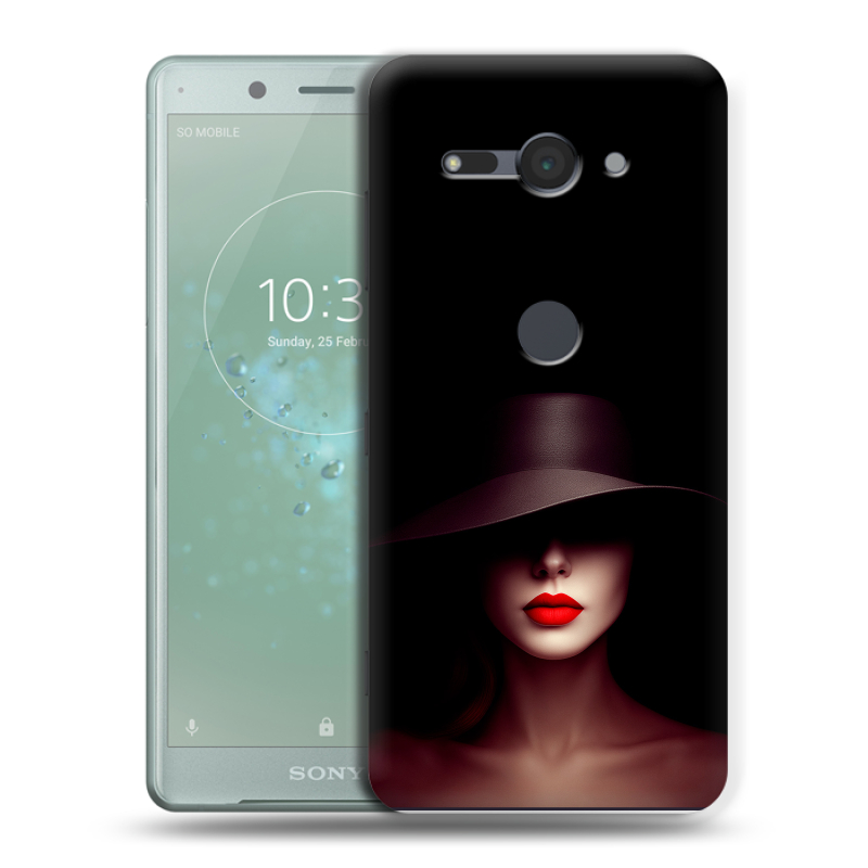 Силиконовый чехол на Sony Xperia XZ2 Compact с принтом Девушка в шляпе Силиконовый чехол на Sony Xperia XZ2 Compact с принтом Девушка в шляпе