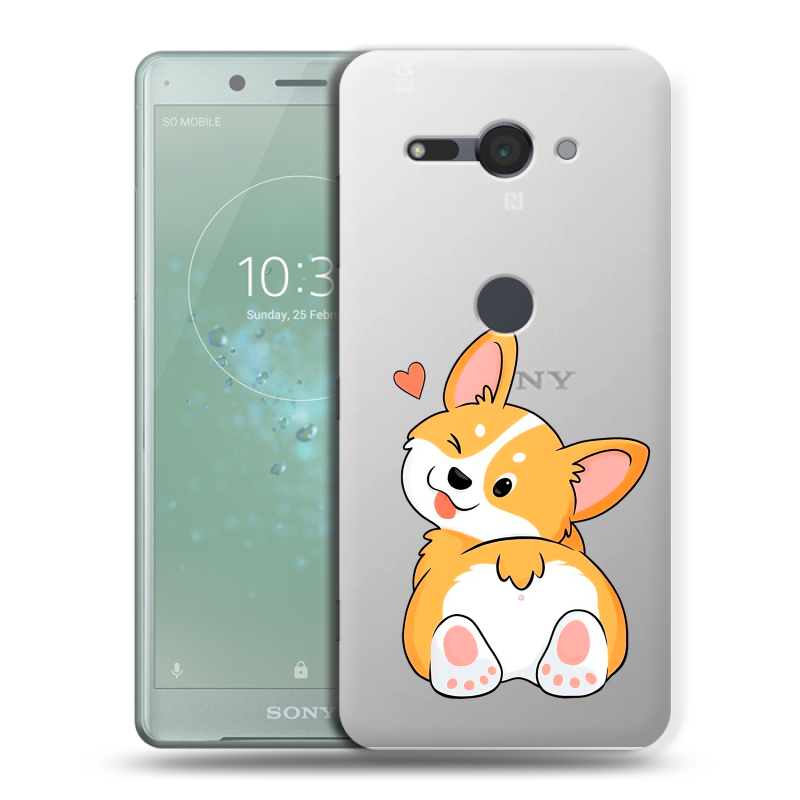 Пластиковый чехол на Sony Xperia XZ2 Compact с принтом Корги Пластиковый чехол на Sony Xperia XZ2 Compact с принтом Корги