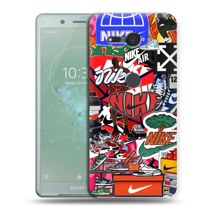 Пластиковый чехол на Sony Xperia XZ2 Compact с принтом Найк Nike яркий Пластиковый чехол на Sony Xperia XZ2 Compact с принтом Найк Nike яркий