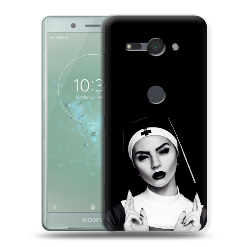 Пластиковый чехол на Sony Xperia XZ2 Compact с принтом монашка Пластиковый чехол на Sony Xperia XZ2 Compact с принтом монашка