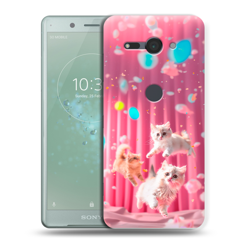 Силиконовый чехол на Sony Xperia XZ2 Compact с принтом милые котики Силиконовый чехол на Sony Xperia XZ2 Compact с принтом милые котики