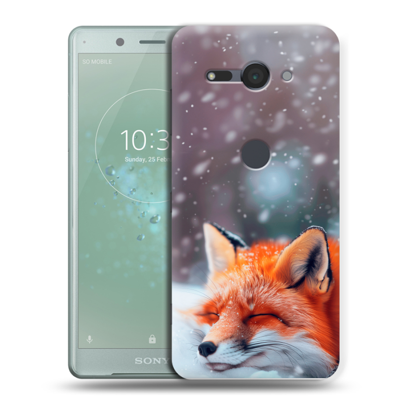 Силиконовый чехол на Sony Xperia XZ2 Compact с принтом лиса Силиконовый чехол на Sony Xperia XZ2 Compact с принтом лиса