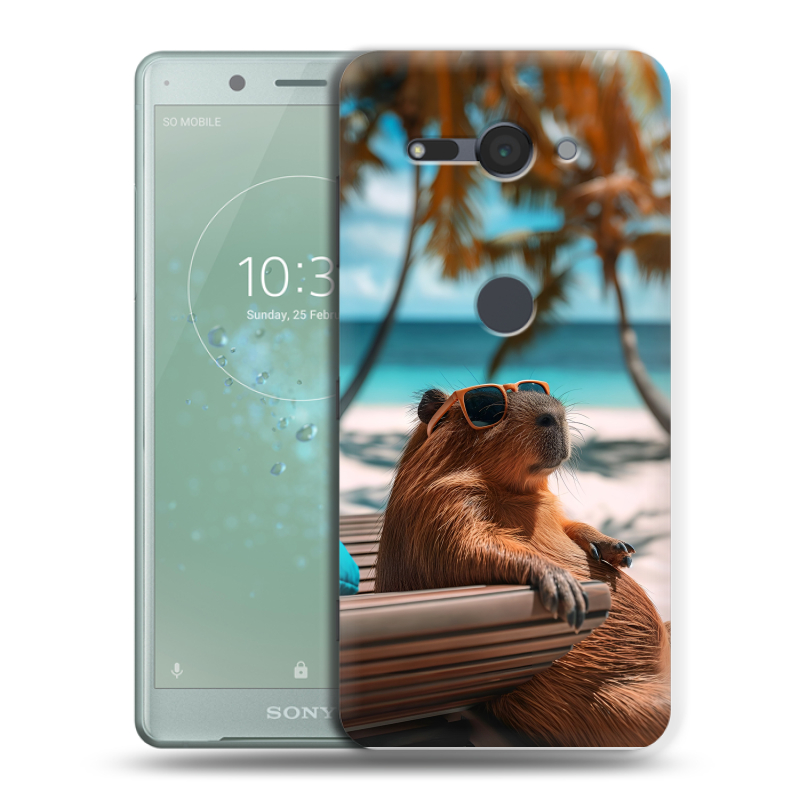Силиконовый чехол на Sony Xperia XZ2 Compact с принтом Капибара Силиконовый чехол на Sony Xperia XZ2 Compact с принтом Капибара